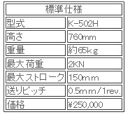 日本ATTONIC亞通力K-502H手動式立式負載支架